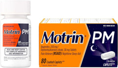 Motrin PM Caplets with 200 mg Ibuprofen & 38 mg Diphenhydramine Sleep Aid, Nighttime Pain Reliever for Minor Aches & Pains, Bulk, 80 ct
