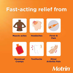 Motrin IB Ibuprofen Tablets, Pain Reliever, Temporarily Reduces Fever and Relieves Minor Pain, Muscle Aches, Headache, Backache, Nonsteroidal Anti-Inflammatory Drug, 200 Mg, 225 Count Value Size