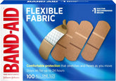 BAND-AID Brand Flexible Fabric Adhesive Bandages, Comfortable Sterile Wound Care and Flexible Protection for Minor Cuts, Scrapes & Burns, A Must for First Aid Kits, Non-Stick Pad, One Size, 100 Count
