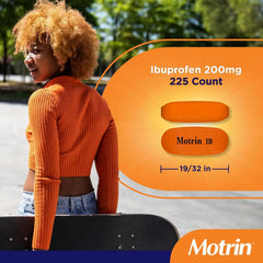 Motrin IB Ibuprofen Tablets, Pain Reliever, Temporarily Reduces Fever and Relieves Minor Pain, Muscle Aches, Headache, Backache, Nonsteroidal Anti-Inflammatory Drug, 200 Mg, 225 Count Value Size