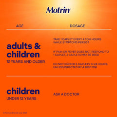 Motrin IB Ibuprofen Tablets, Pain Reliever, Temporarily Reduces Fever and Relieves Minor Pain, Muscle Aches, Headache, Backache, Nonsteroidal Anti-Inflammatory Drug, 200 Mg, 100 Count