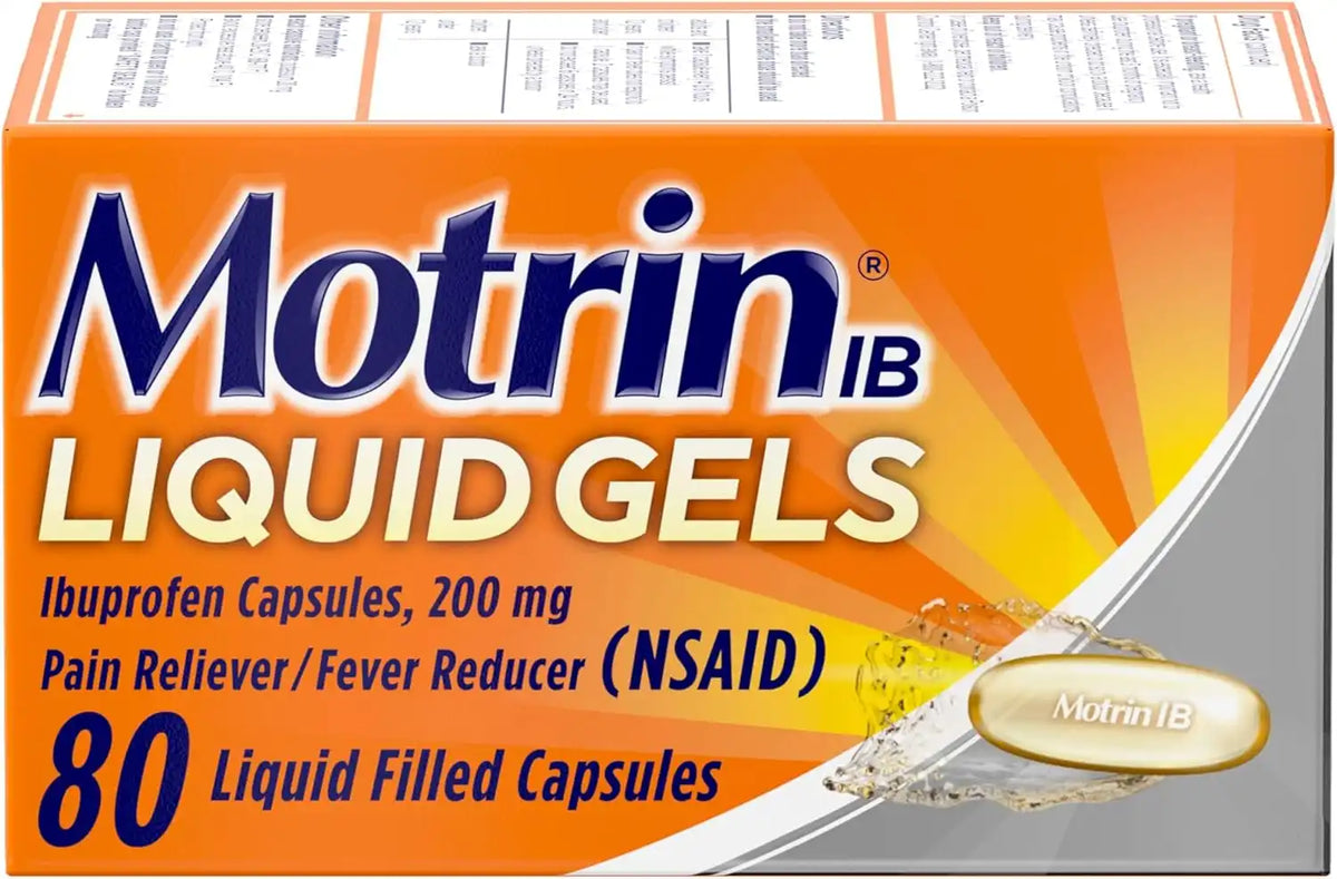 Motrin IB Liquid Gels - Pain Reliever with 200mg Ibuprofen for Muscle Aches, Headache, Backache, Toothache, Menstrual Cramps and Minor Arthritis Pain, 80 ct