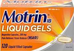 Motrin IB Liquid Gels - Pain Reliever with 200mg Ibuprofen for Muscle Aches, Headache, Backache, Toothache, Menstrual Cramps and Minor Arthritis Pain - 120 Caplets