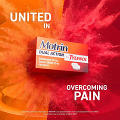 Motrin Dual Action with Tylenol, Fast-Acting Pain Reliever with 125 mg Ibuprofen (NSAID) & 250 mg Acetaminophen for up to 8 Hours Pain Relief of Minor Aches & Pains, 80 Count